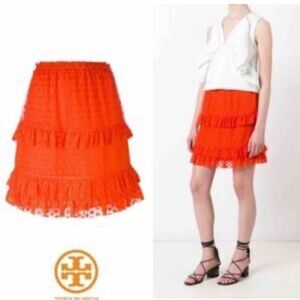Tory Burch Vibrant Orange Mini Skirt